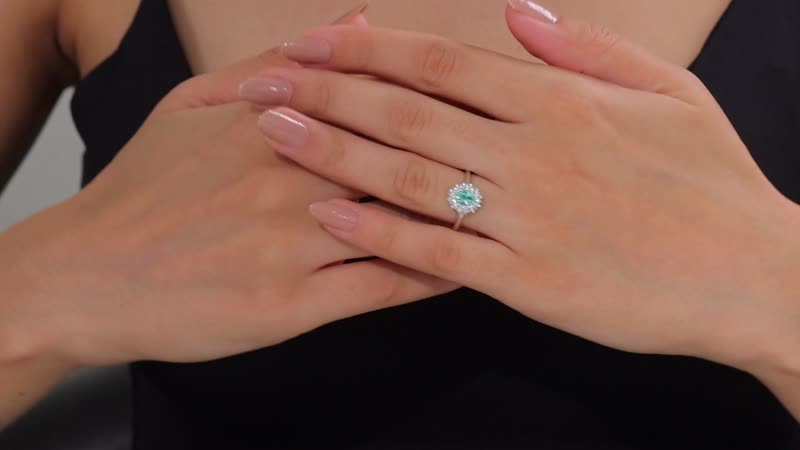 Premium Boyaca Colombian Emerald, Moissanite Ocean Dawn Ring in Rhodium Over Sterling Silver (Size 10.0) 0.75 ctw