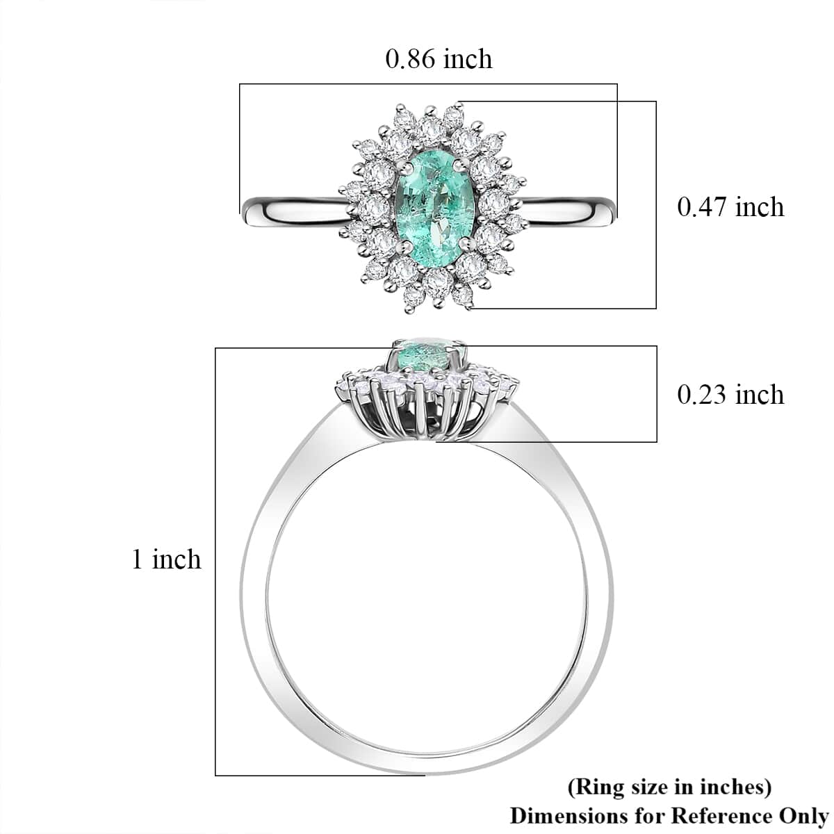 Premium Boyaca Colombian Emerald and Moissanite 0.75 ctw Ocean Dawn Ring in Rhodium Over Sterling Silver (Size 10.0) image number 5