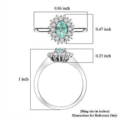 D'Joy Premium Boyaca Colombian Emerald and Moissanite 0.75 ctw Ocean Dawn Ring in Rhodium Over Sterling Silver (Size 10.0)