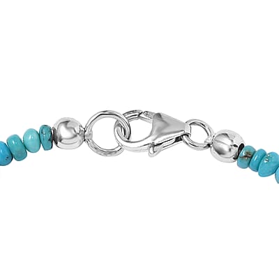 Turquoise 23.00 ctw Beaded Bracelet in Rhodium Over Sterling Silver (7.50 In)