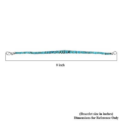 Turquoise 23.00 ctw Beaded Bracelet in Rhodium Over Sterling Silver (7.50 In)