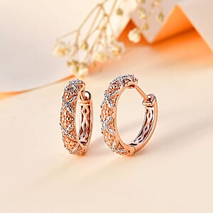 Karis Natural Champagne Diamond Accent Hoop Earrings in 18K Rose Gold Plated