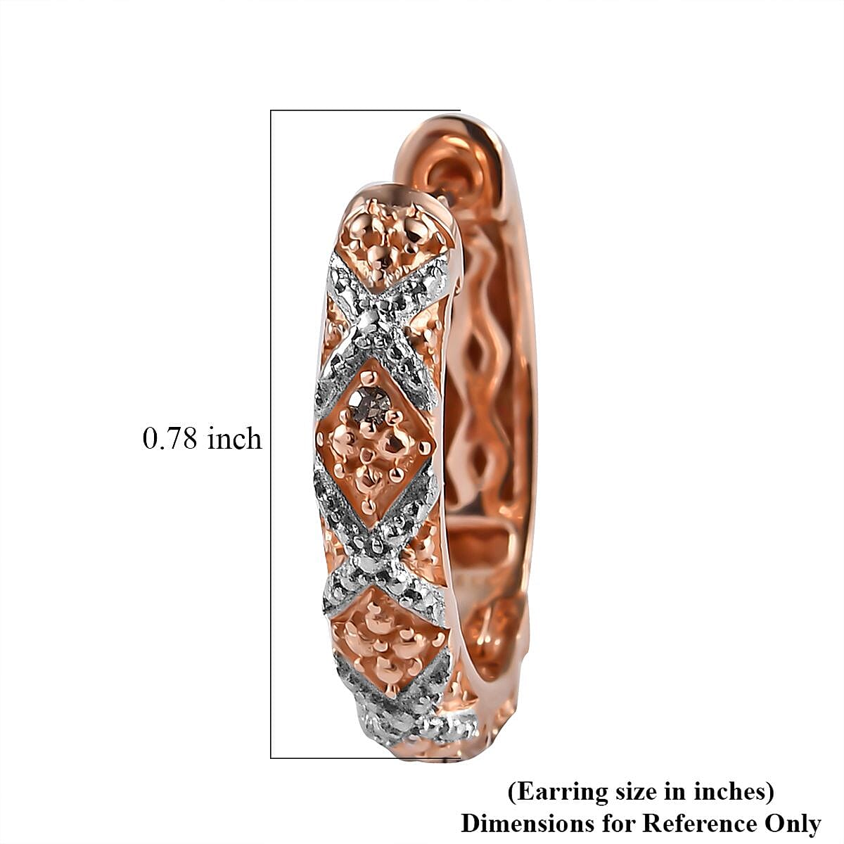 Karis Natural Champagne Diamond Accent Hoop Earrings in 18K Rose Gold Plated image number 3