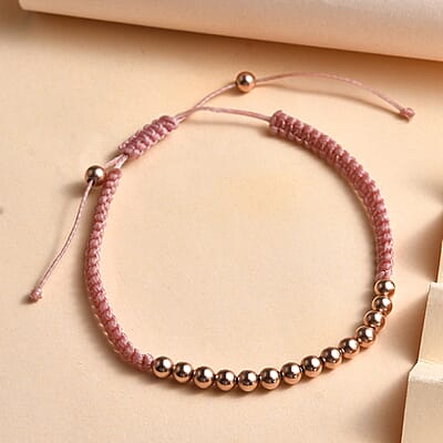 Beaded Bracelet in 14K Rose Gold Over Sterling Silver (7.25 In)