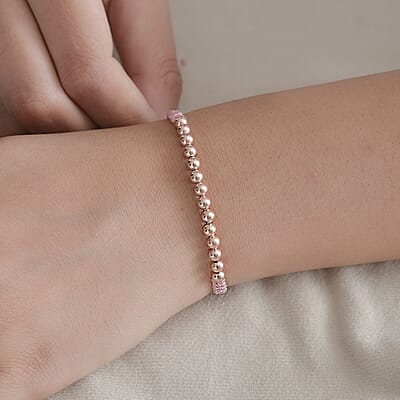 Beaded Bracelet in 14K Rose Gold Over Sterling Silver (7.25 In)