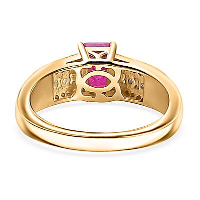 Premium Royal Ruby and Multi Gemstone 1.20 ctw Bridge Ring in 18K Vermeil Yellow Gold Over Sterling Silver (Size 10.0)
