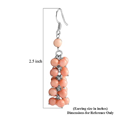 Red Coral 35.00 ctw Earrings in Rhodium Over Sterling Silver