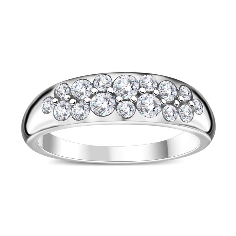 Moissanite 0.80 ctw Ring in Rhodium Over Sterling Silver (Size 10.0)