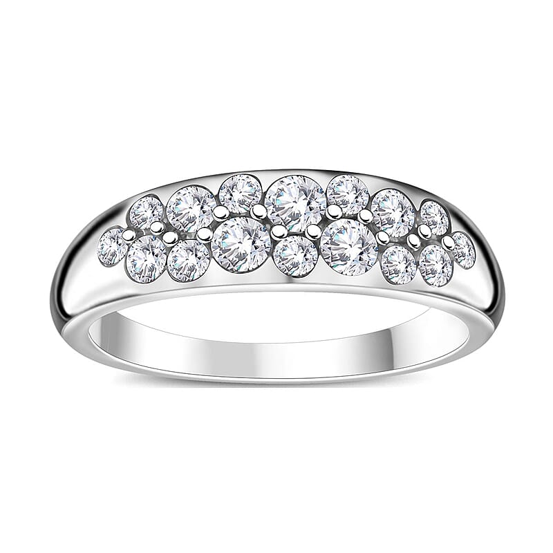 Moissanite 0.80 ctw Ring in Rhodium Over Sterling Silver (Size 10.0)