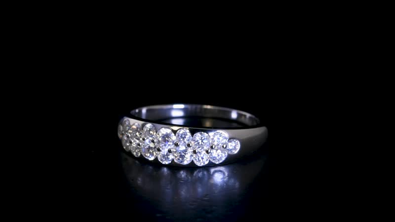 Moissanite Ring in rhodium Sterling Silver 1.11 ctw