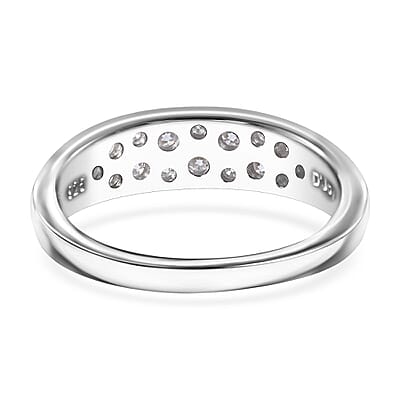 Moissanite 0.80 ctw Ring in Rhodium Over Sterling Silver (Size 10.0)
