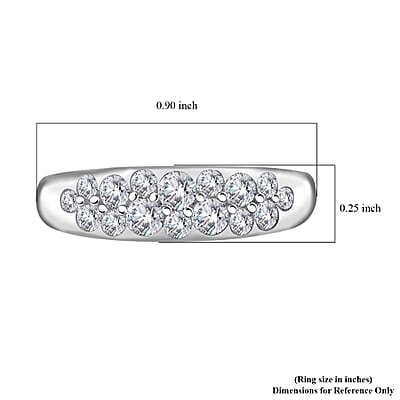 Moissanite 0.80 ctw Ring in Rhodium Over Sterling Silver (Size 10.0)