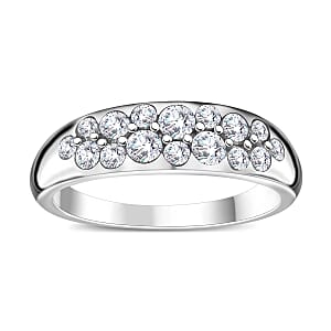 Moissanite 0.80 ctw Ring in Rhodium Over Sterling Silver (Size 6.0)