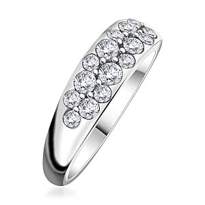 Moissanite 0.80 ctw Ring in Rhodium Over Sterling Silver (Size 6.0)