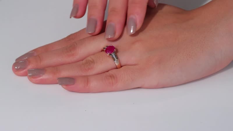Premium Taveta Ruby, Red Diamond (IR), White Diamond (0.18 cts) Ring in 18K Vermeil RG Over Sterling Silver (Size 8.0) 1.70 ctw