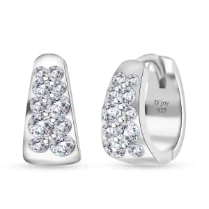 Moissanite Hoop Earrings in Rhodium Over Sterling Silver 0.57 ctw