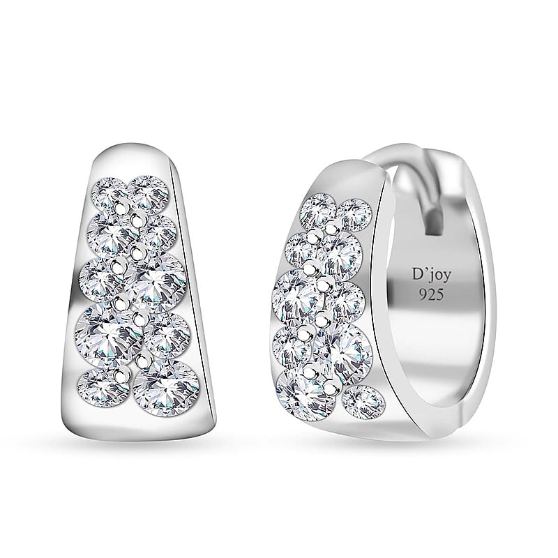 Moissanite Hoop Earrings in Rhodium Over Sterling Silver 0.57 ctw