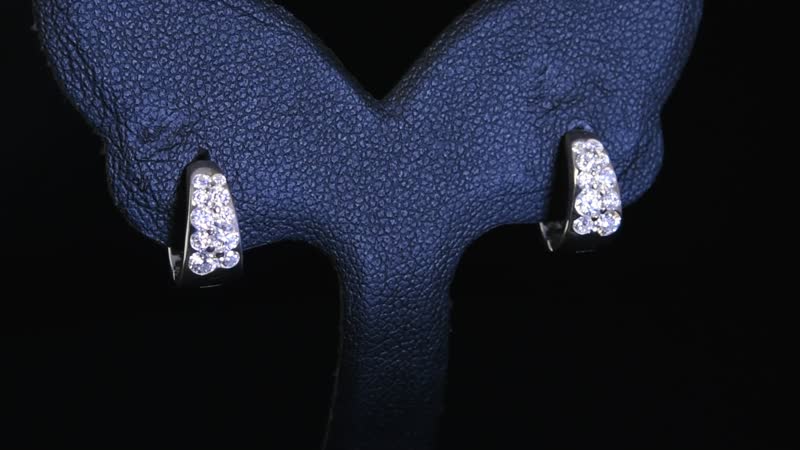 Moissanite Hoop Earrings in Rhodium Over Sterling Silver 0.57 ctw
