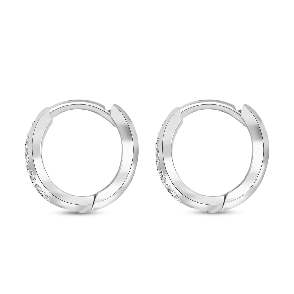 Moissanite Hoop Earrings in Rhodium Over Sterling Silver 0.57 ctw image number 2