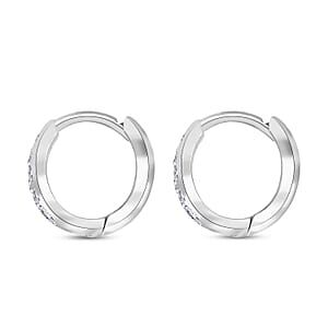 Moissanite Hoop Earrings in Rhodium Over Sterling Silver 0.57 ctw