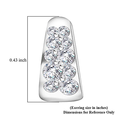 Moissanite Hoop Earrings in Rhodium Over Sterling Silver 0.57 ctw