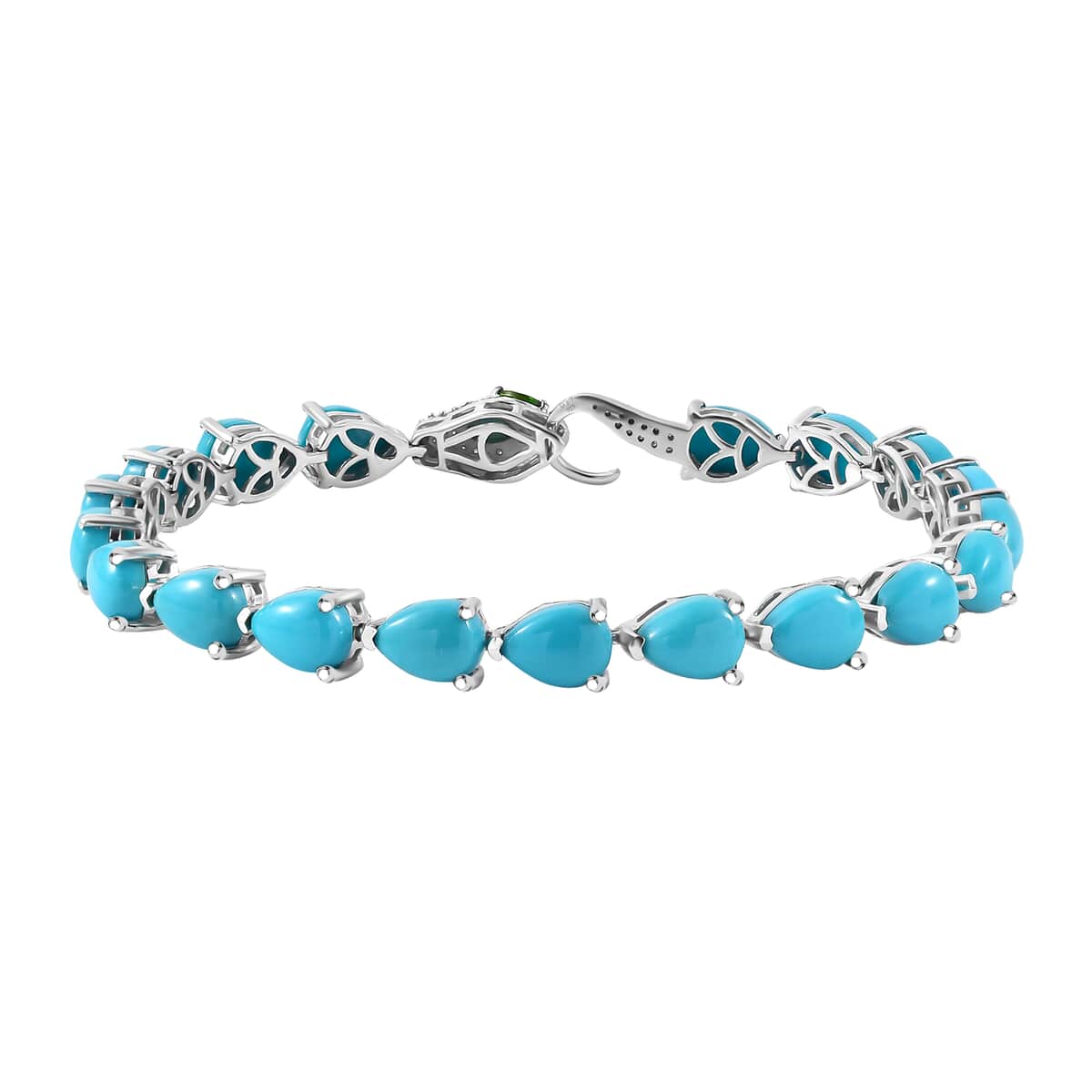 Sleeping Beauty Turquoise and Multi Gemstone 20.10 ctw Python Bracelet in Rhodium Over Sterling Silver (7.25 In) image number 0