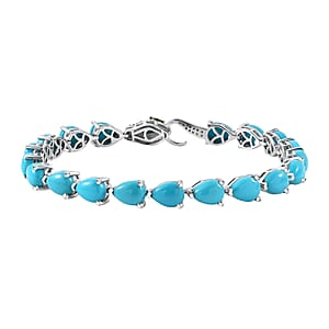 Sleeping Beauty Turquoise and Multi Gemstone 20.10 ctw Python Bracelet in Rhodium Over Sterling Silver (7.25 In)