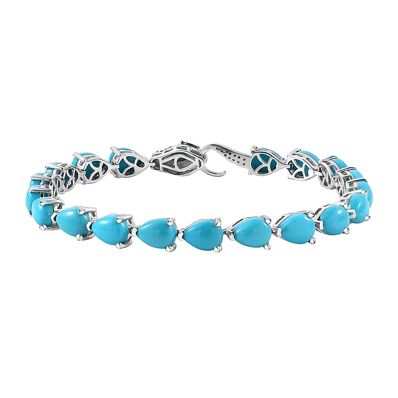 Sleeping Beauty Turquoise and Multi Gemstone 20.10 ctw Python Bracelet in Rhodium Over Sterling Silver (7.25 In)