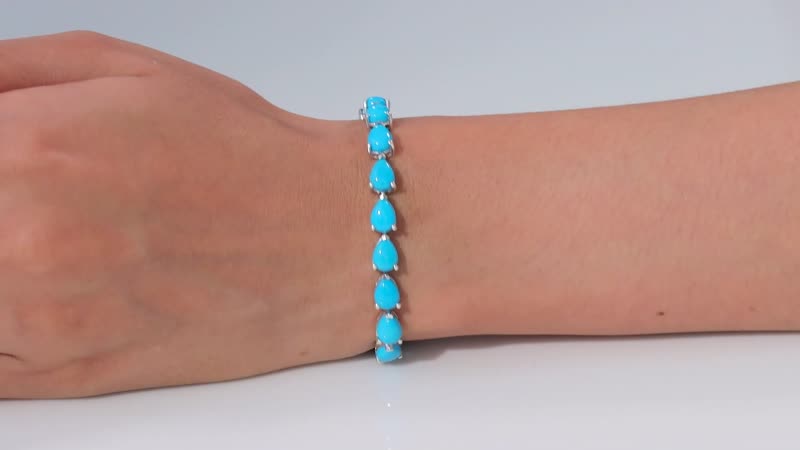 Sleeping Beauty Turquoise, Multi Gemstone Bracelet in Rhodium Over Sterling Silver (7.25 In) 20.10 ctw
