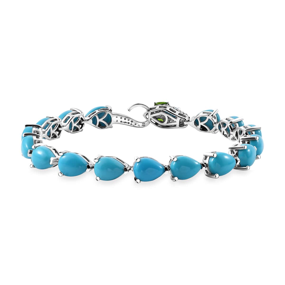 Sleeping Beauty Turquoise and Multi Gemstone 17.10 ctw Python Bracelet in Rhodium Over Sterling Silver (6.50 In) image number 0