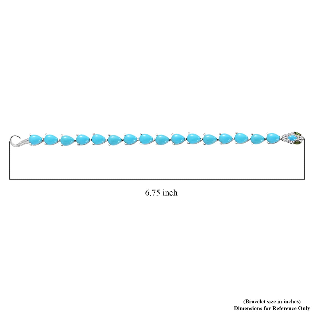 Sleeping Beauty Turquoise and Multi Gemstone 17.10 ctw Python Bracelet in Rhodium Over Sterling Silver (6.50 In) image number 4