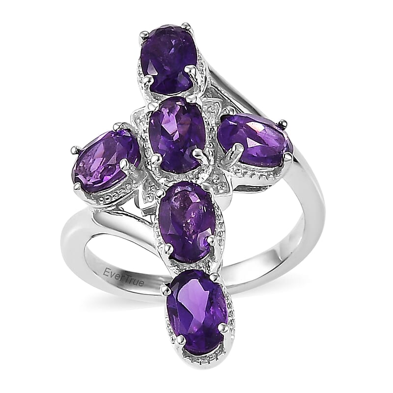 EverTrue African Amethyst 2.50 ctw Ring in Platinum Bond (Size 10.0)