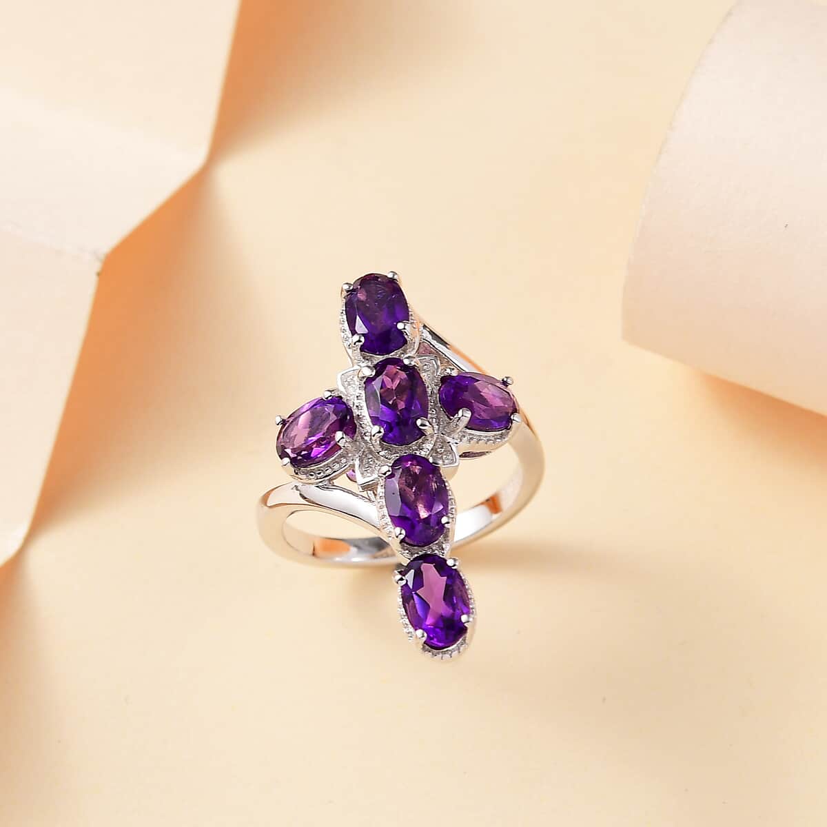 Karis African Amethyst 2.50 ctw Ring in Platinum Bond (Size 10.0) image number 1