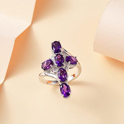 EverTrue African Amethyst 2.50 ctw Ring in Platinum Bond (Size 10.0)