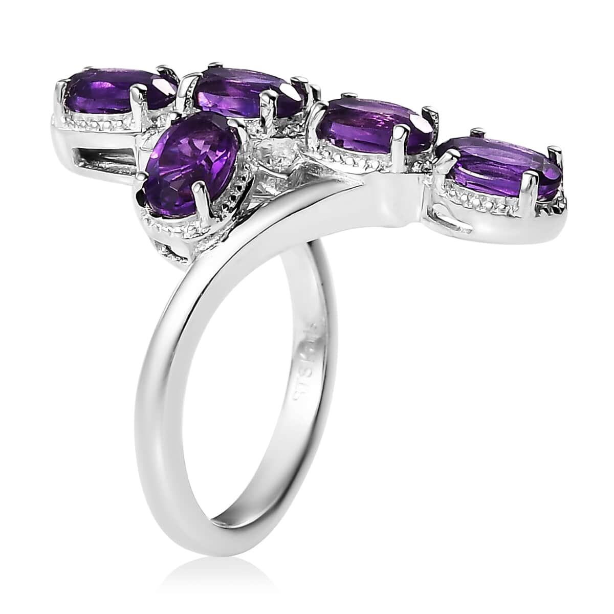 Karis African Amethyst Ring in Platinum Bond (Size 6.0) 2.50 ctw image number 3