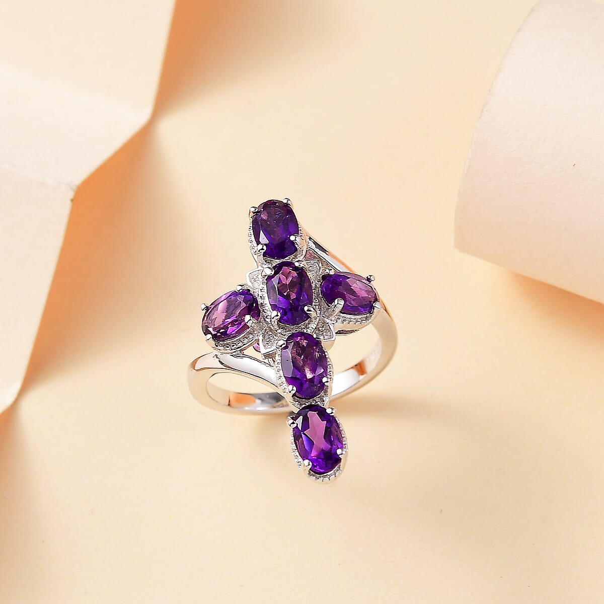 EverTrue African Amethyst 2.50 ctw Ring in Platinum Bond (Size 11.0) image number 1
