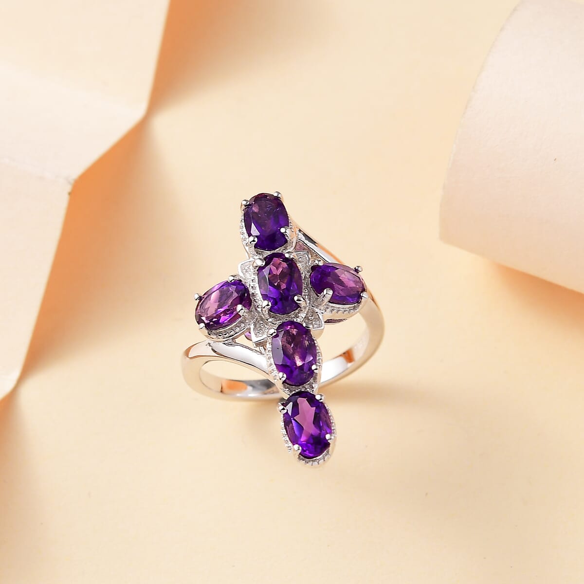 Karis African Amethyst 2.50 ctw Ring in Platinum Bond (Size 9.0) image number 1