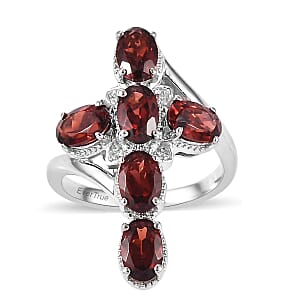EverTrue Mozambique Garnet 3.50 ctw Ring in Platinum Bond (Size 10.0)