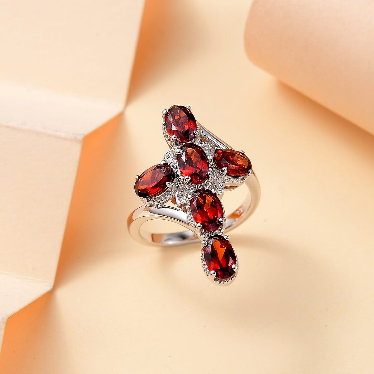 EverTrue Mozambique Garnet 3.50 ctw Ring in Platinum Bond (Size 10.0) image number 1