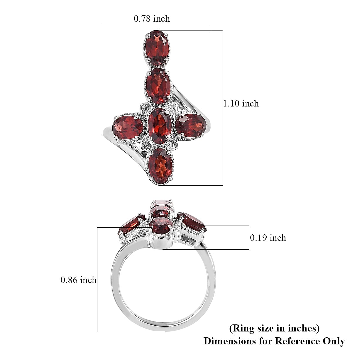 EverTrue Mozambique Garnet 3.50 ctw Ring in Platinum Bond (Size 10.0) image number 5