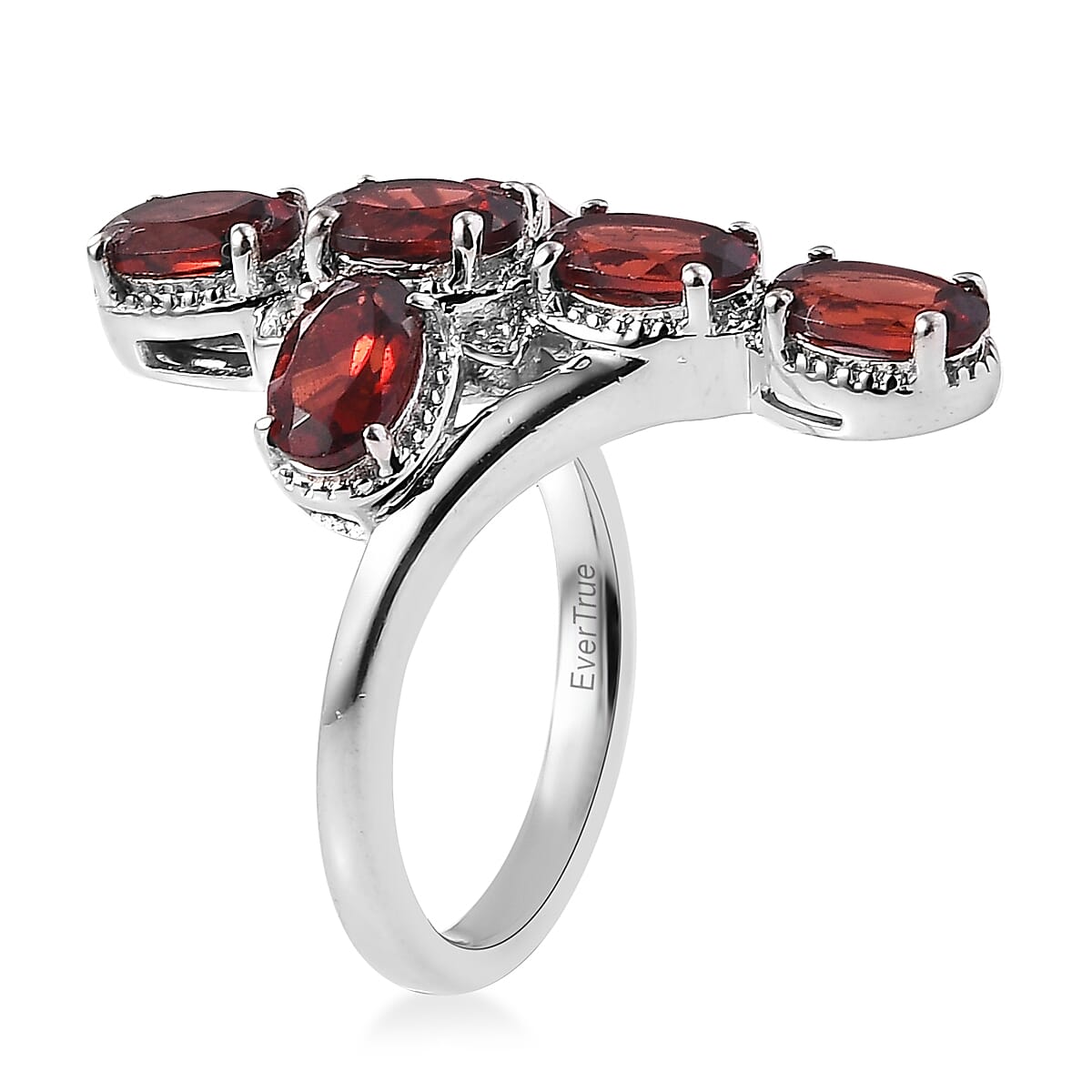 EverTrue Mozambique Garnet 3.50 ctw Ring in Platinum Bond (Size 7.0) image number 3