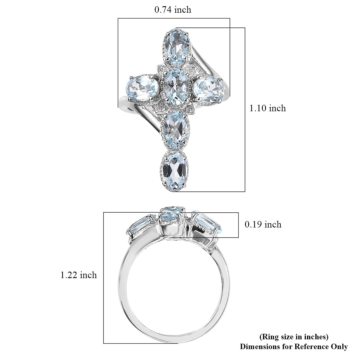 EverTrue Sky Blue Topaz 3.00 ctw Ring in Platinum Bond (Size 10.0) image number 5
