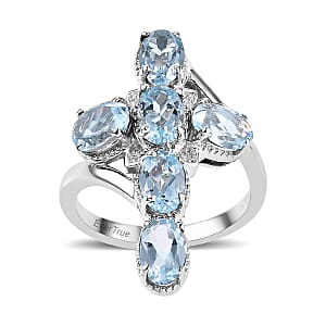 EverTrue Sky Blue Topaz 3.00 ctw Ring in Platinum Bond (Size 8.0)