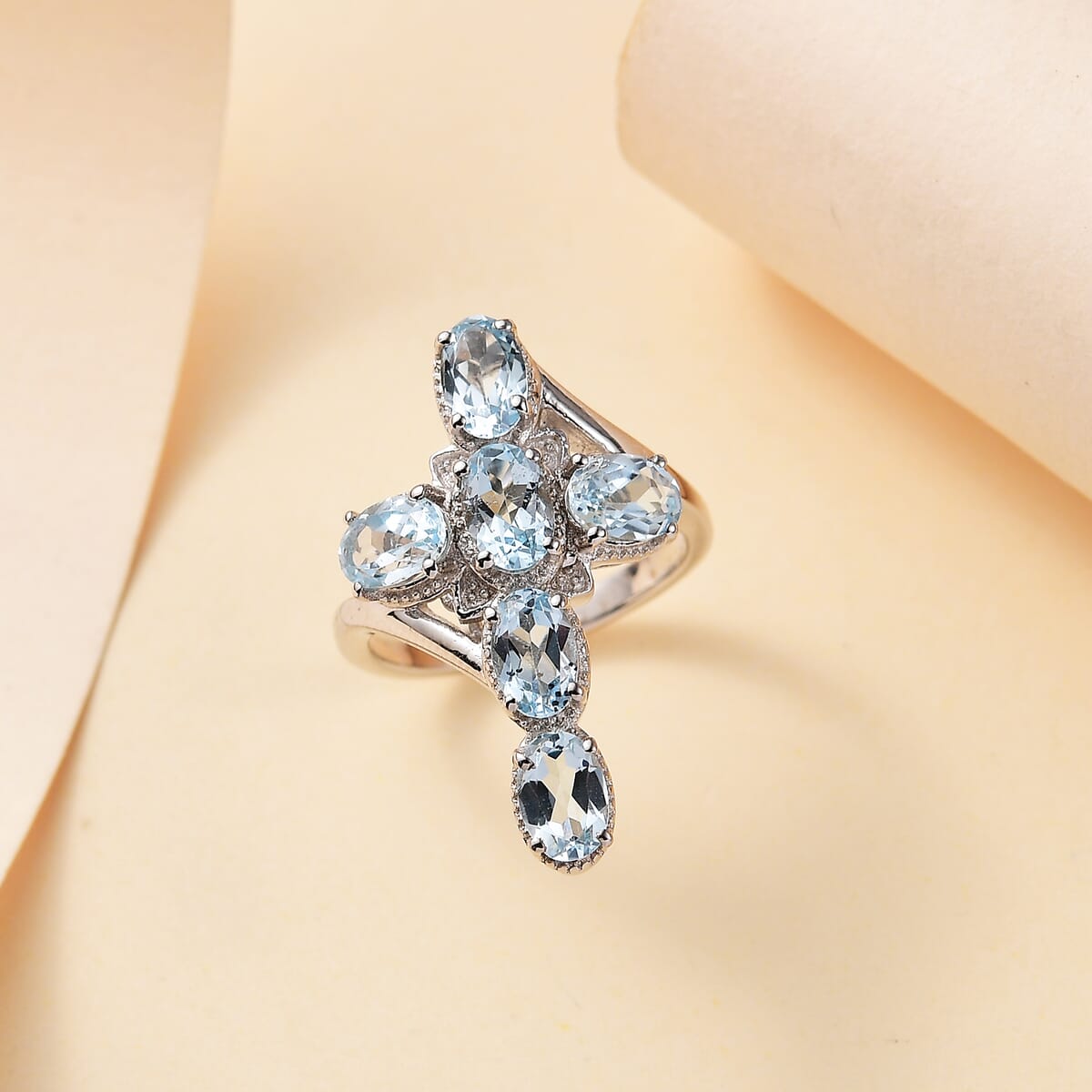 EverTrue Sky Blue Topaz 3.00 ctw Ring in Platinum Bond (Size 9.0) image number 1