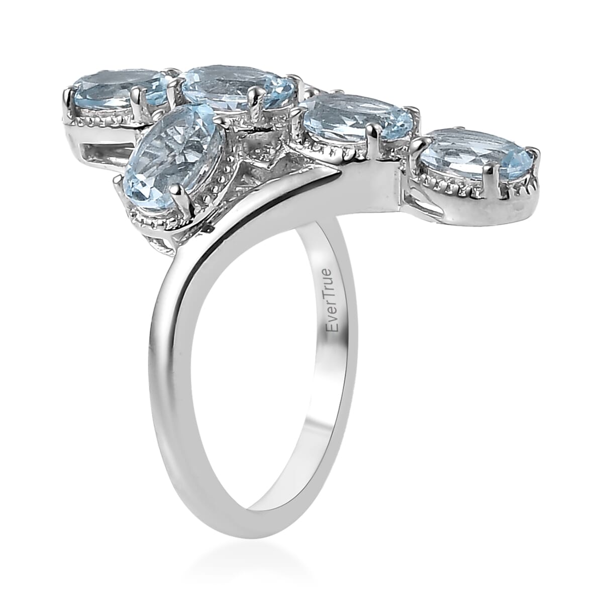 EverTrue Sky Blue Topaz 3.00 ctw Ring in Platinum Bond (Size 9.0) image number 3