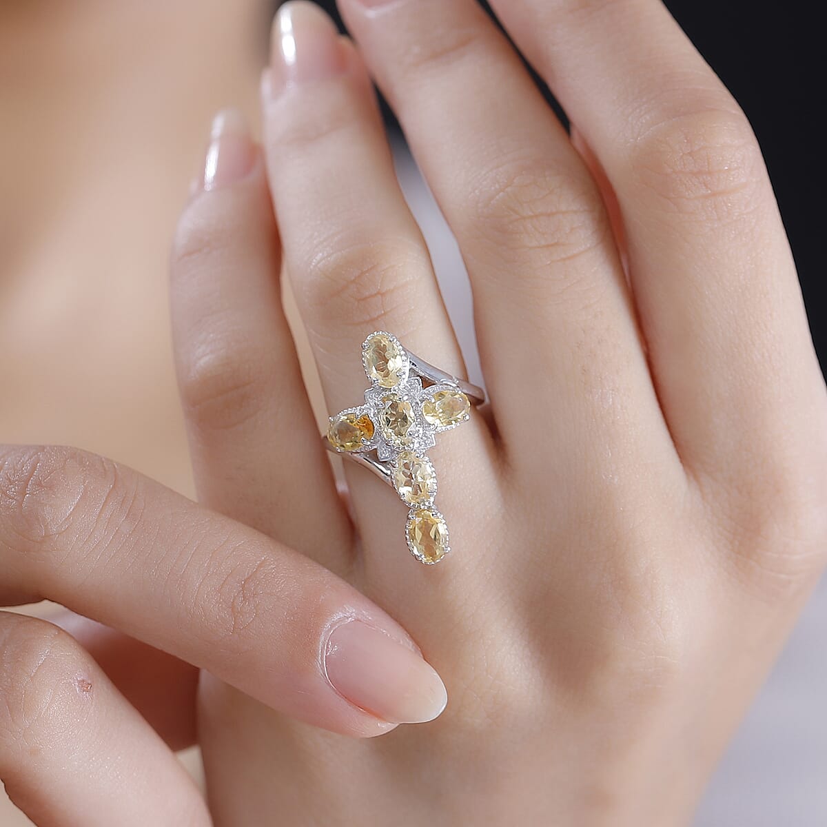 EverTrue Brazilian Citrine 2.50 ctw Ring in Platinum Bond (Size 7.0) image number 2