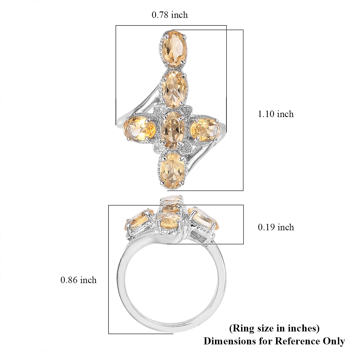 EverTrue Brazilian Citrine 2.50 ctw Ring in Platinum Bond (Size 7.0) image number 5