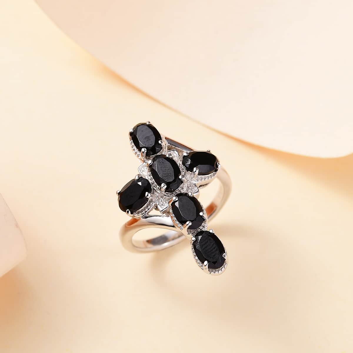 Karis Black Spinel 4.10 ctw Ring in Platinum Bond (Size 10.0) image number 1