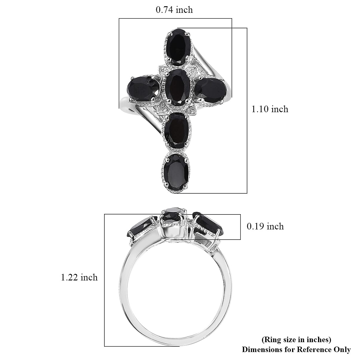 EverTrue Thai Black Spinel 4.10 ctw Ring in Platinum Bond (Size 8.0) image number 5