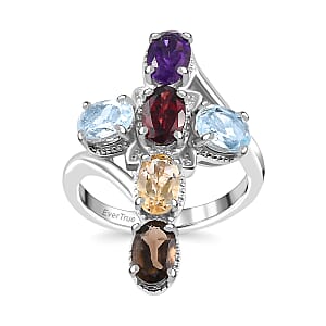 EverTrue Multi Gemstone 3.15 ctw Ring in Platinum Bond (Size 10.0)